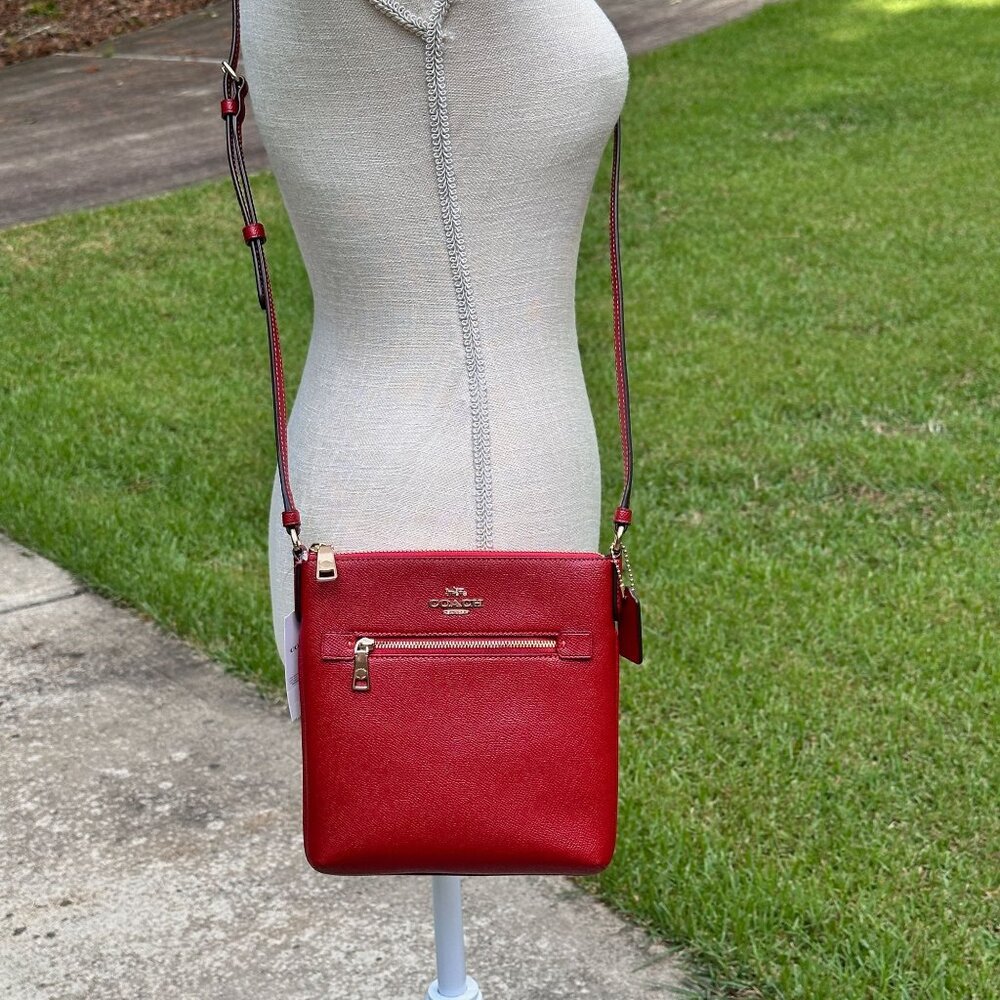 Coach CE871 Crossgrain Mini Rowan File Crossbody 1941 Red NWT
